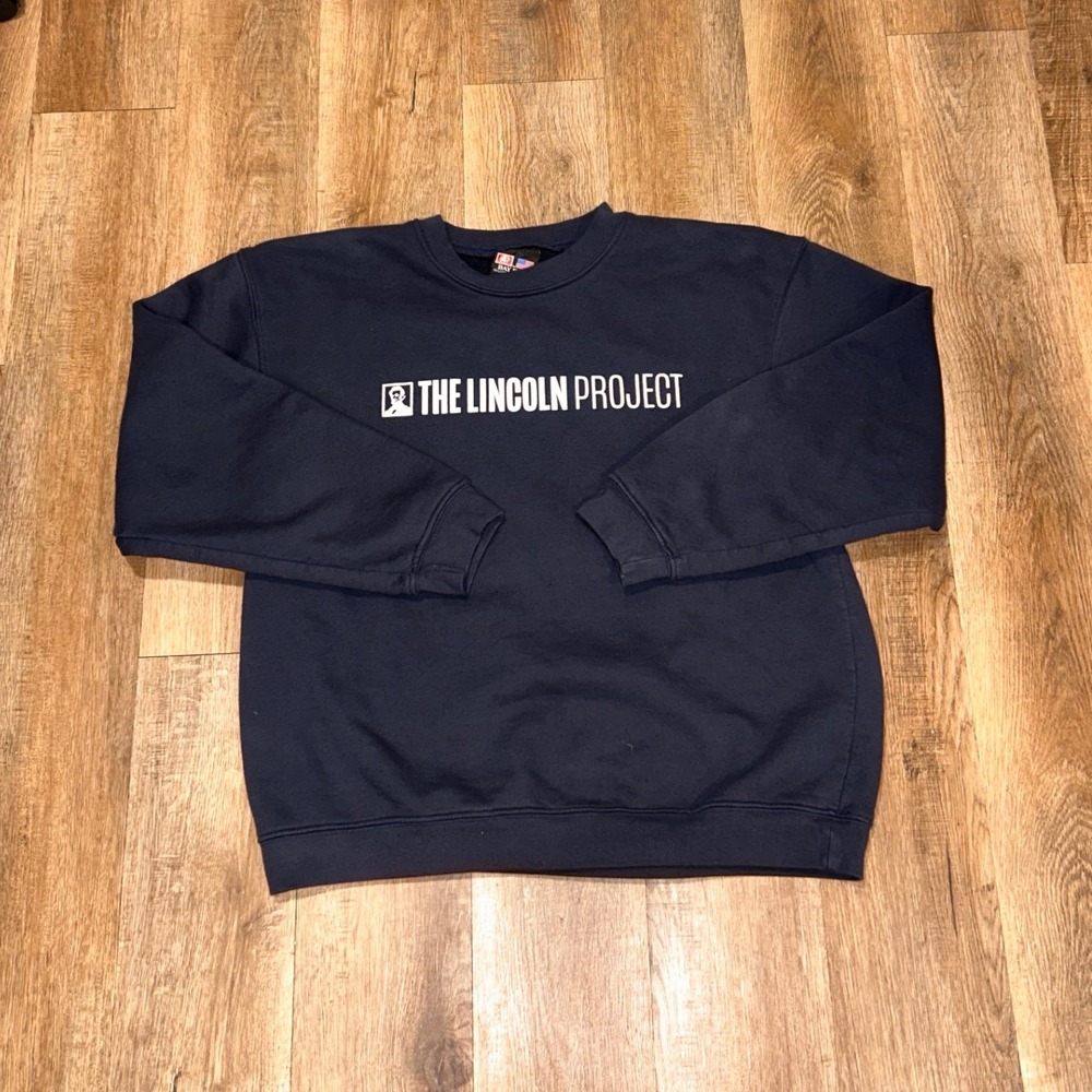 Bay Side The Lincoln Project Sweatshirt Mens XL Navy Blue Fleece Made in USA